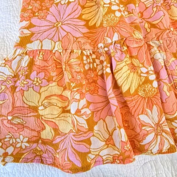 Billabong Women's Sundress Size XL Mini Dress Tiered Orange Vacation Boho Flowy - Picture 5 of 15